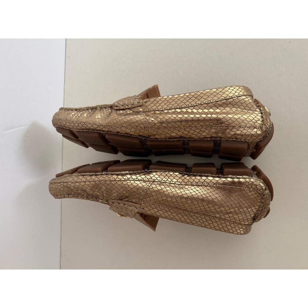 Cole Haan Womens Gold Snakeskin Embossed Leather Driving Loafers Goldtone Log 8B - Picture 7 of 10